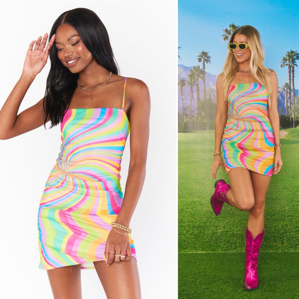 Show Me Your MuMu Tropical Tripper Rainbow Striped Dress